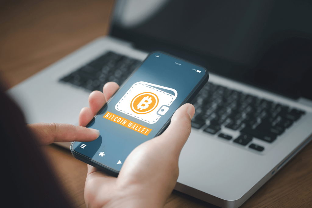 Mobile app displaying a Bitcoin wallet