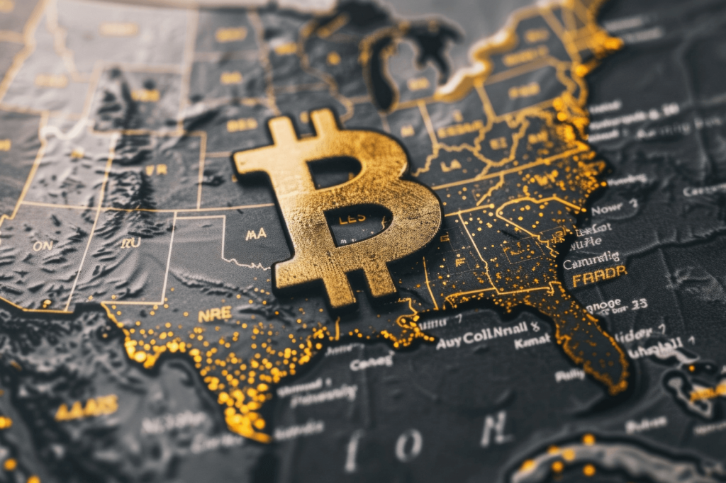 World map with Bitcoin symbol highlighting different regulatory approaches