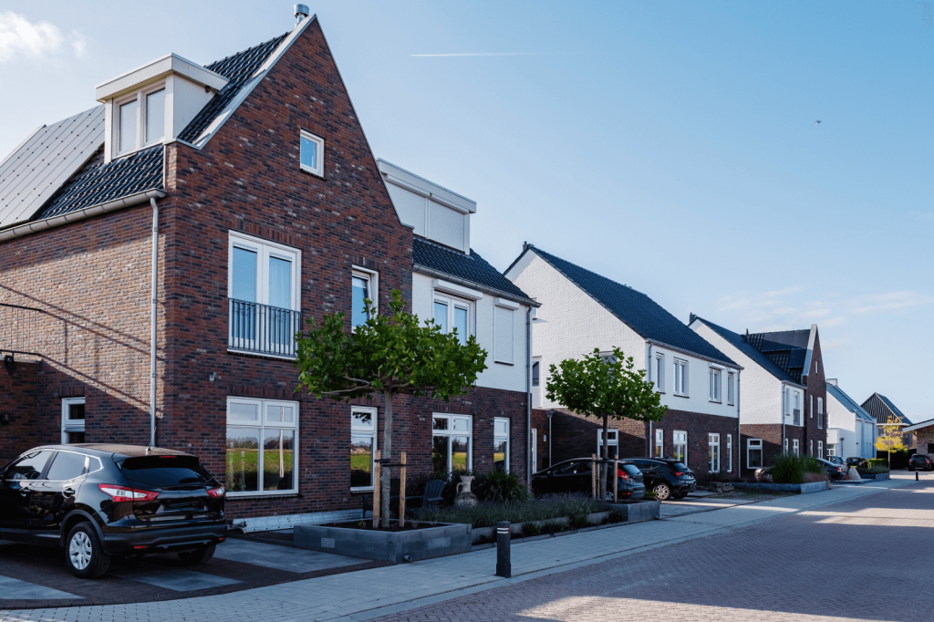 Suburban neighborhood with modern houses.