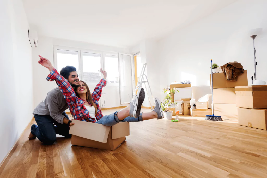 Couple moving into their new home