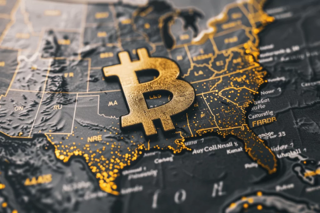World map with Bitcoin symbol highlighting different regulatory approaches