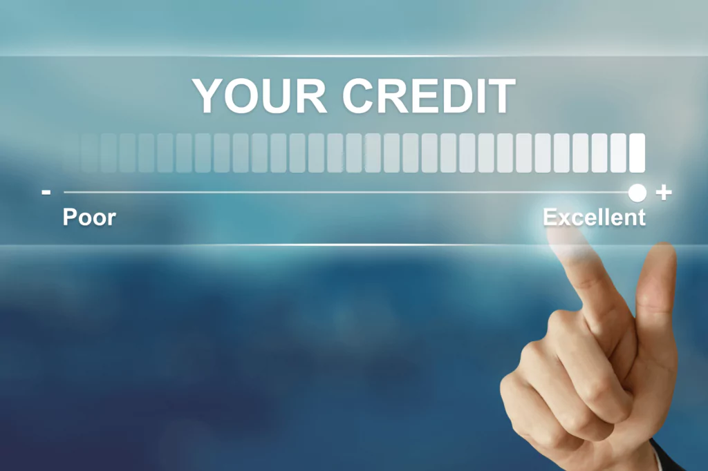 Credit score indicator showing improvement