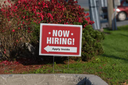 Now Hiring Sign for Employment Report