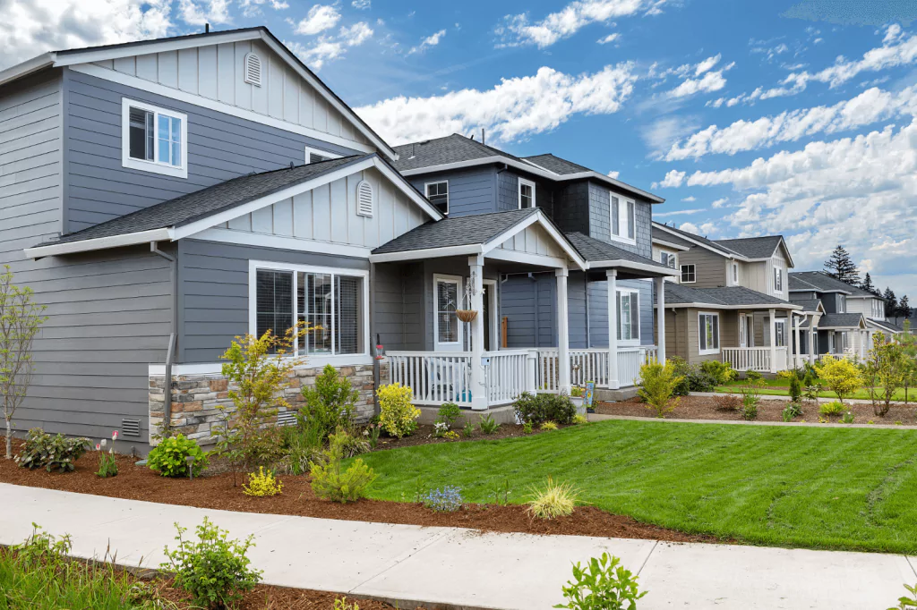 Suburban neighborhood with modern homes