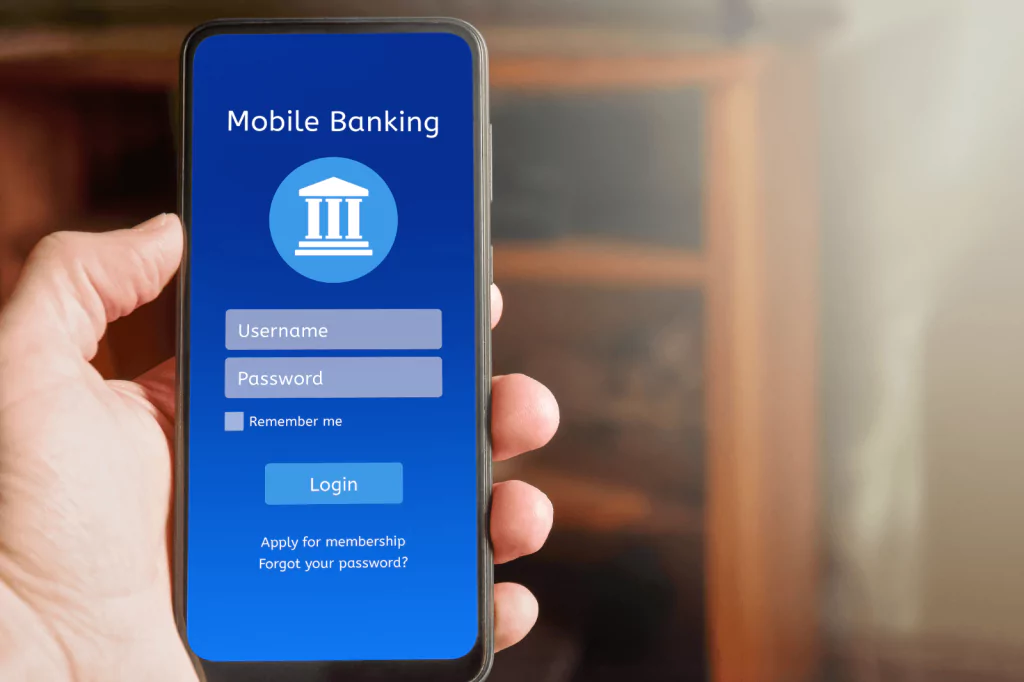 Mobile banking login screen