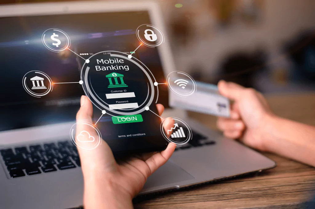 Mobile banking interface on smartphone
